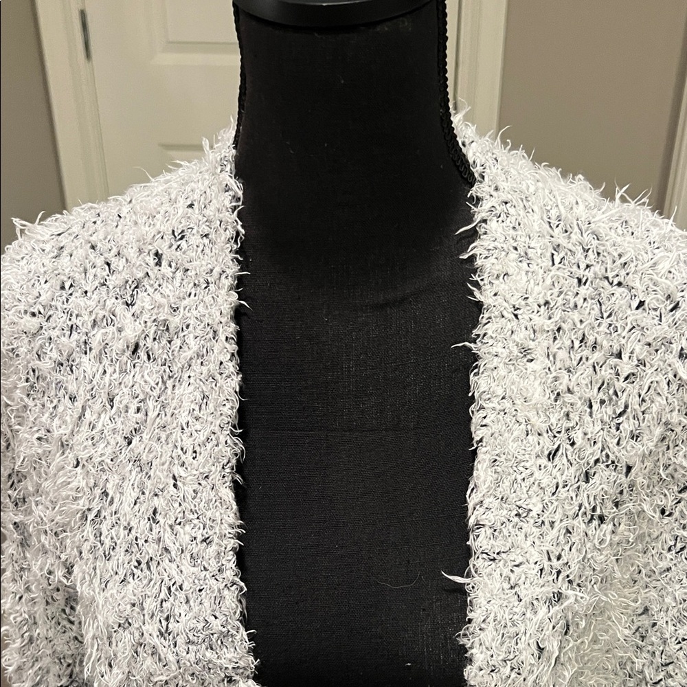 Kensie White Fuzzy Cardigan - Picture 4 of 12